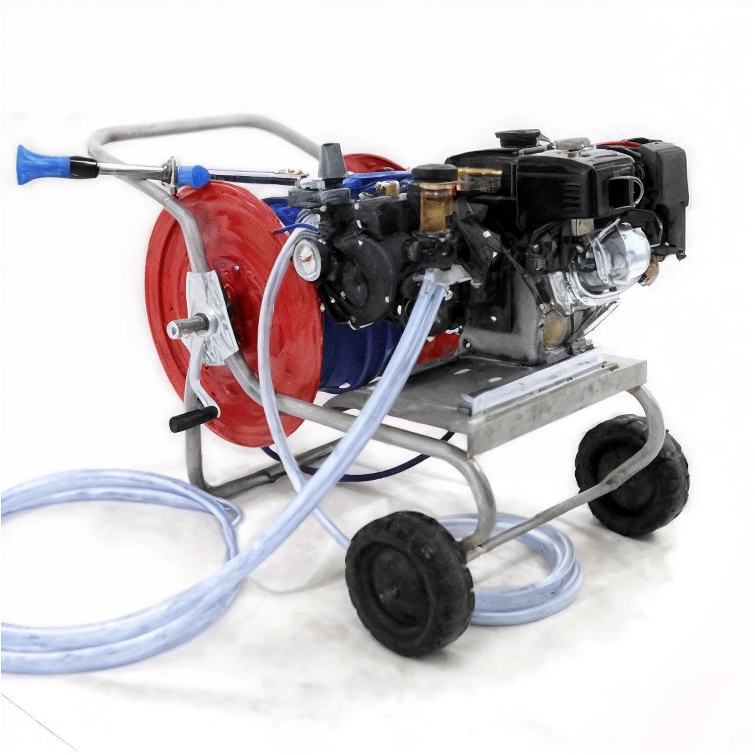 Groupe motopompe de pulvérisation thermique Comet APS 41 moteur essence Loncin 5,5 HP et chariot