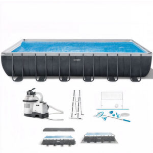 Intex Ultra XTR Frame 26378NP - Piscine hors-sol + Kit Nettoyage et Volleyball