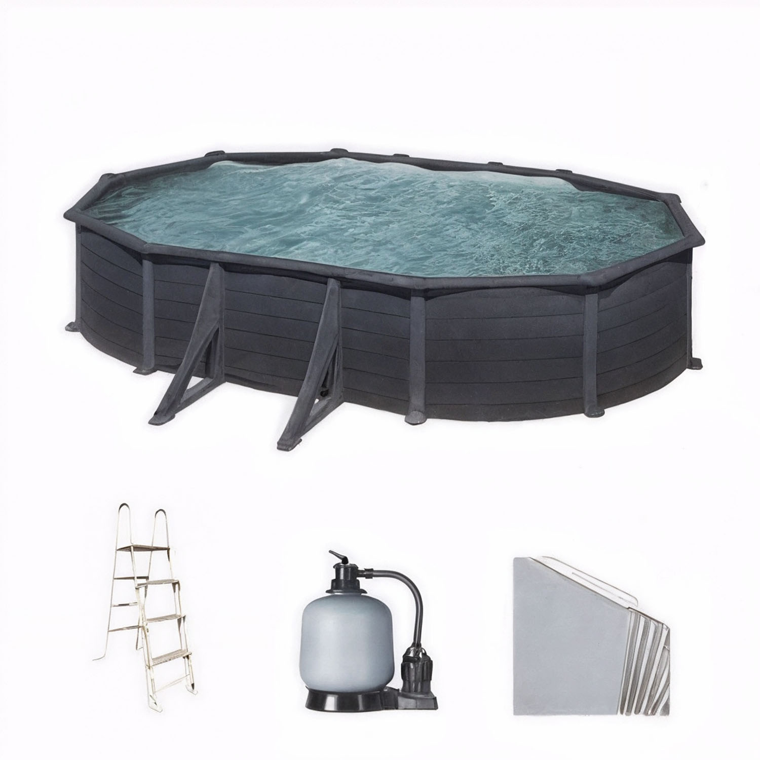 Gre Granada Ovale 610x375x132cm - Piscine hors sol en acier