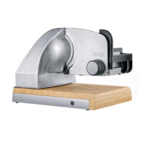 Graef SKS Line 850 Silver - Trancheuse à pont à lame de 170 mm - Avec planche en bois et tiroir à couteaux