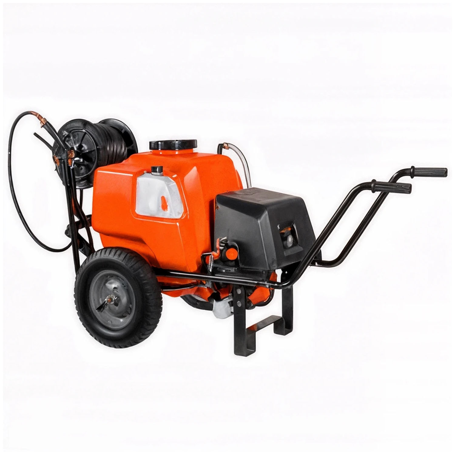 Pompe de pulvérisation à batterie Stocker 12V de 100 l art. 304 - Pompe de pulvérisation électrique sur chariot avec barre de pulvérisation et crochet d'attelage