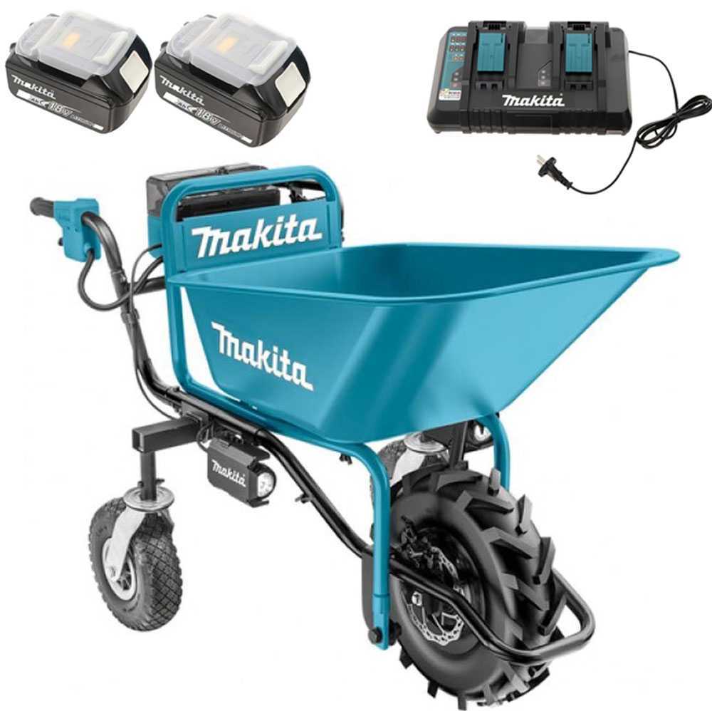 Brouette électrique-roues-makita-DCU180-avec-vasque-batterie-5Ah-18v (2x18v)