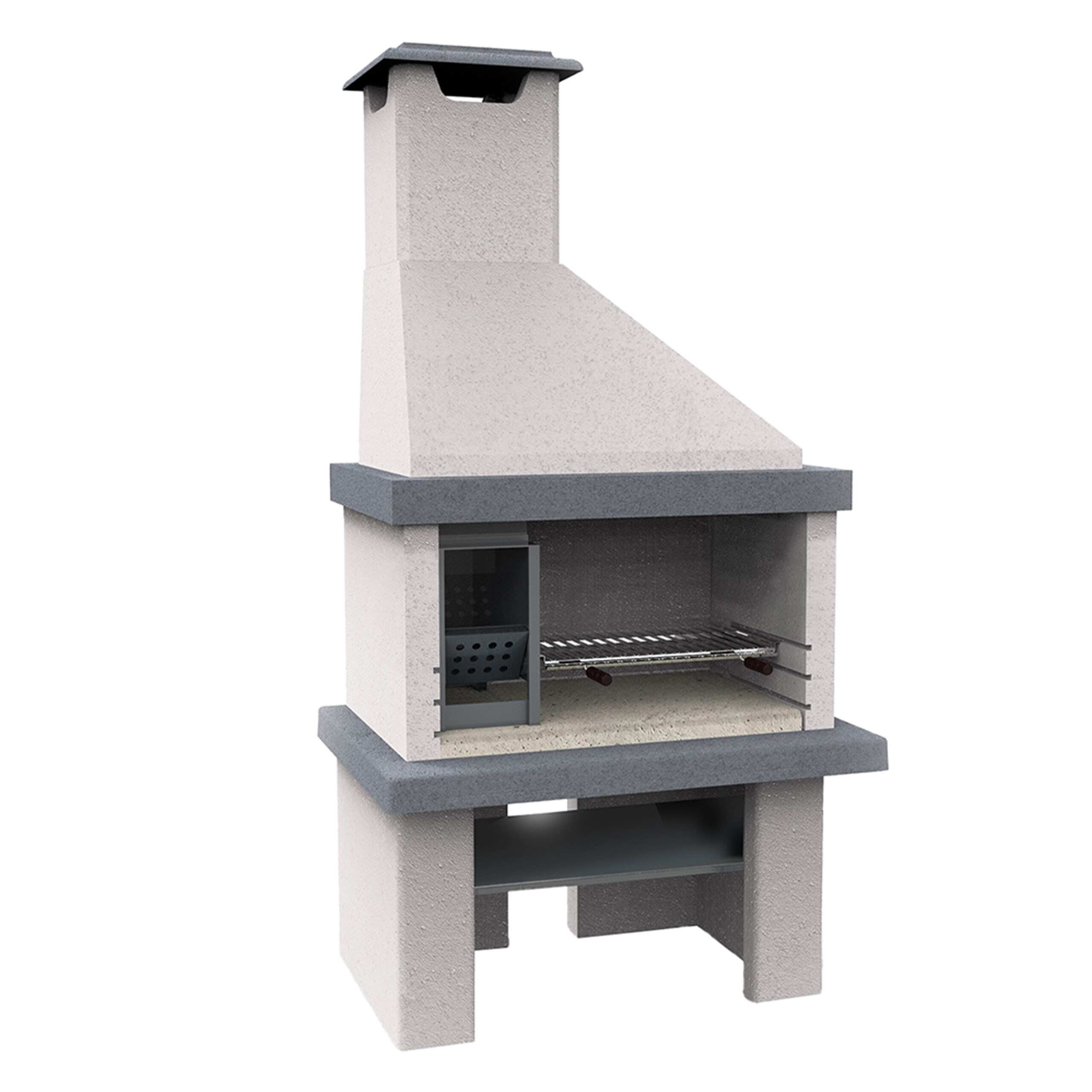 Edilmark Happy- Barbecue à bois-et-charbon-en-maçonnerie- Hotte et brûleur à gauche