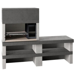 Edilmark Kubo-1- Barbecue à bois-et-charbon-en-maçonnerie-brûleur à droite