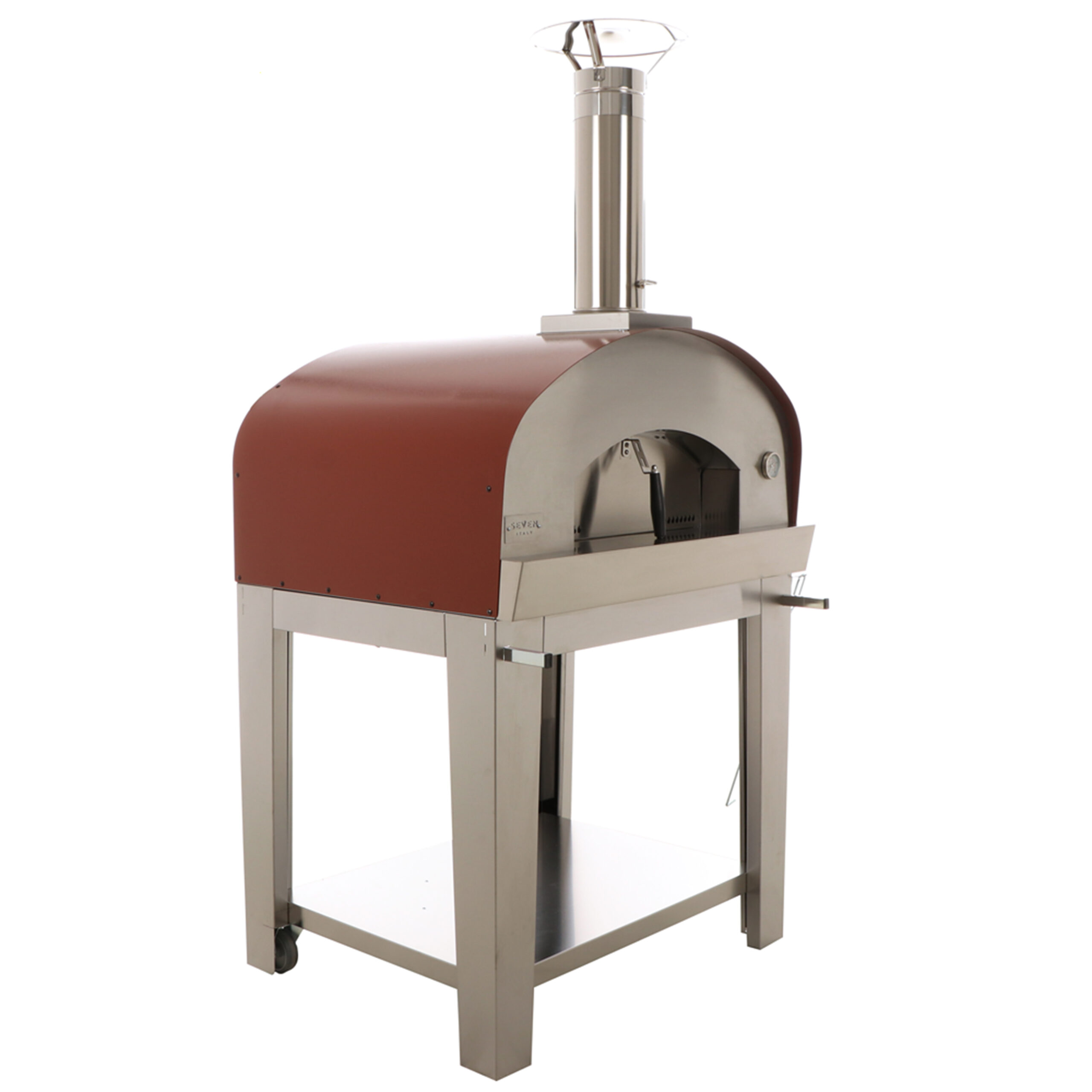 Seven-Italy-Eros - Four à bois-d'exterieur-avec-chariot-Rouge